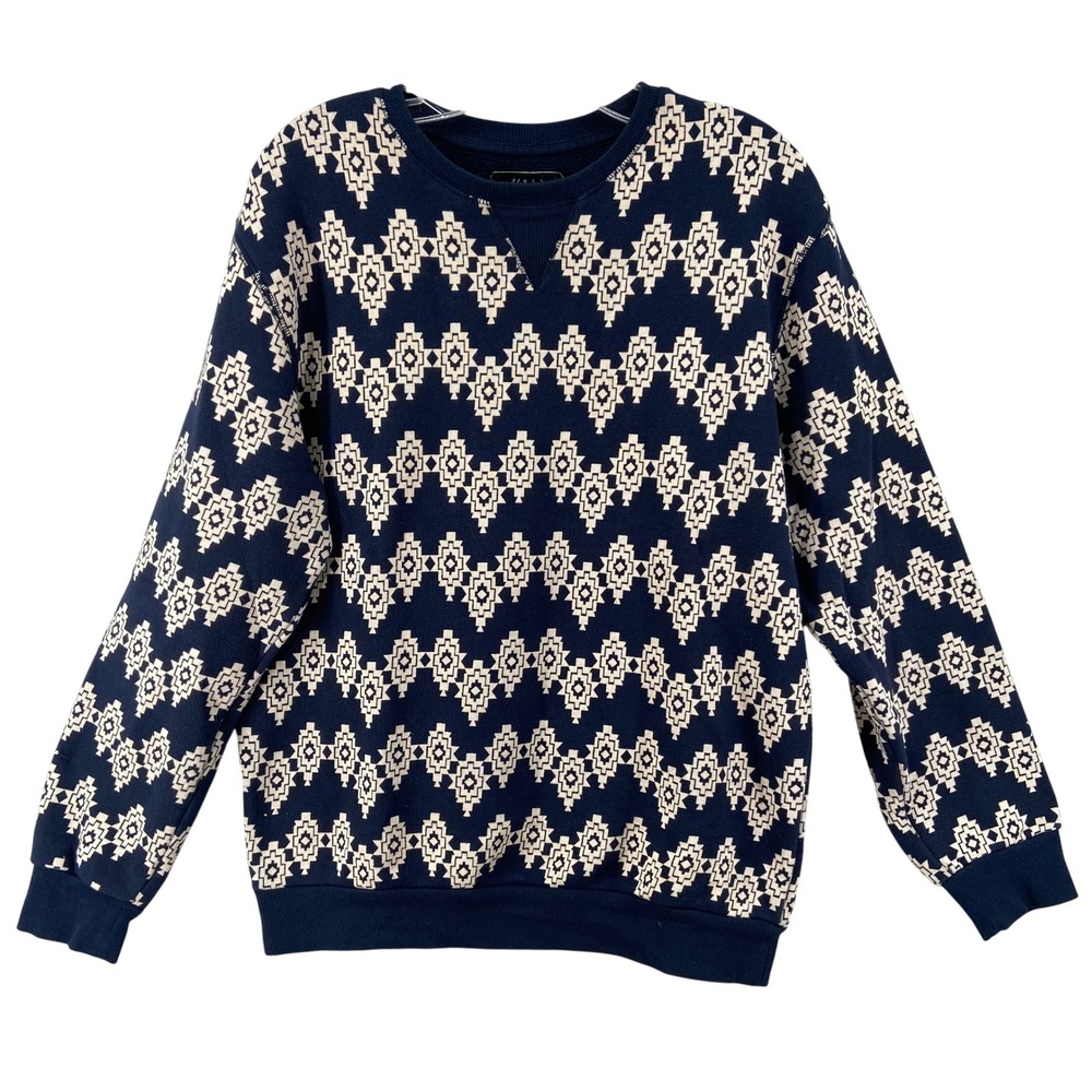21‎ Men Sweater Mens Sz M Aztec Pattern Crew Neck Pullover Blue